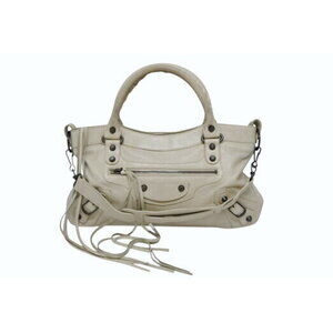 BALENCIAGA The First Shoulder Bag Ivory White Leather Handbag